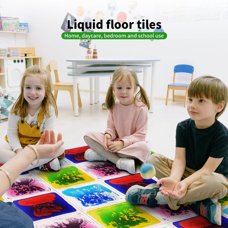 LONGKING 12" X 12" Sensory Tiles for Activity Play Centers for Children, Sensory Floor Tiles, Liquid Floor Tiles, Autism Sensory Poducts, Yellow - Image 4